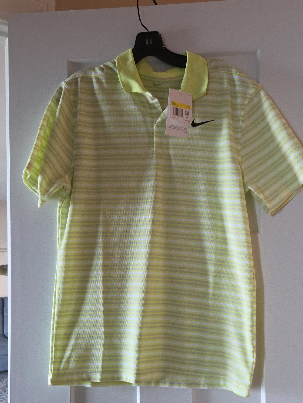 Nike Men’s Lime Yellow Striped Polo Shirt
